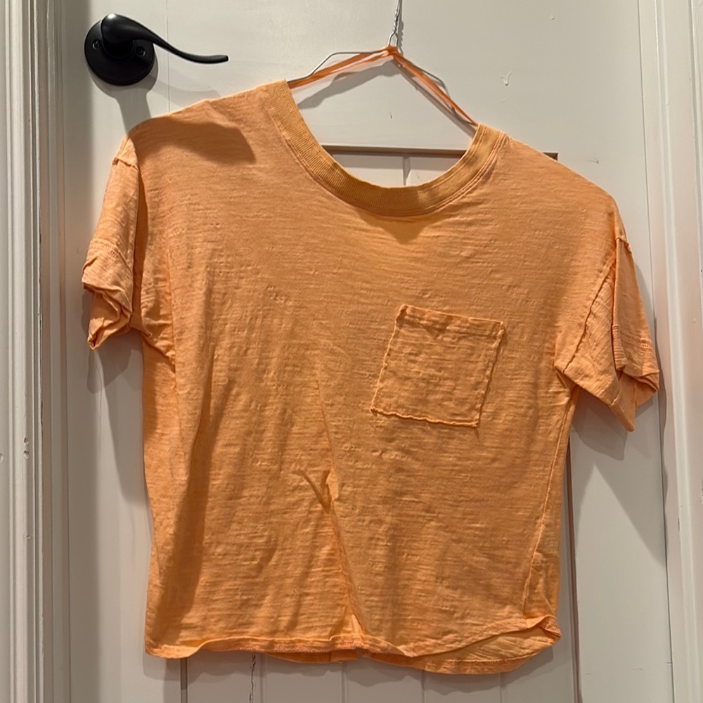 Orange Women's Top with Pocket